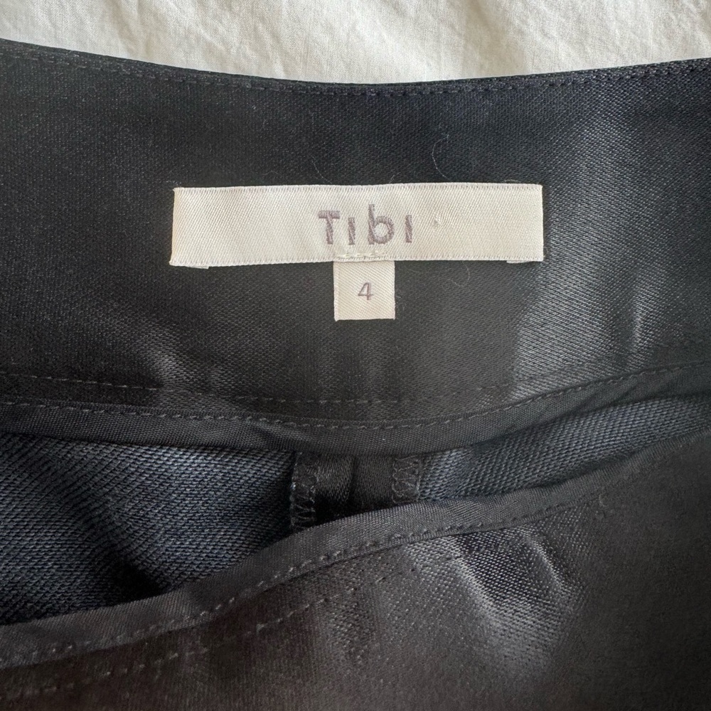 Tibi- Black Wide Leg Satin Pants with Tie Sash Belt - Picture 5 of 6